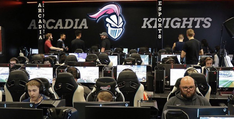 Students at Arcadia University, Glenside, Pennsylvania, compete in an Esports event. Esports is gaining popularity in universities and high schools around the country.
