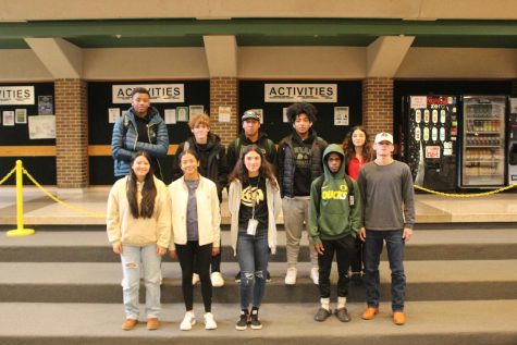 Student athletes poses for a photo before attending the Sportsmanship Summit.