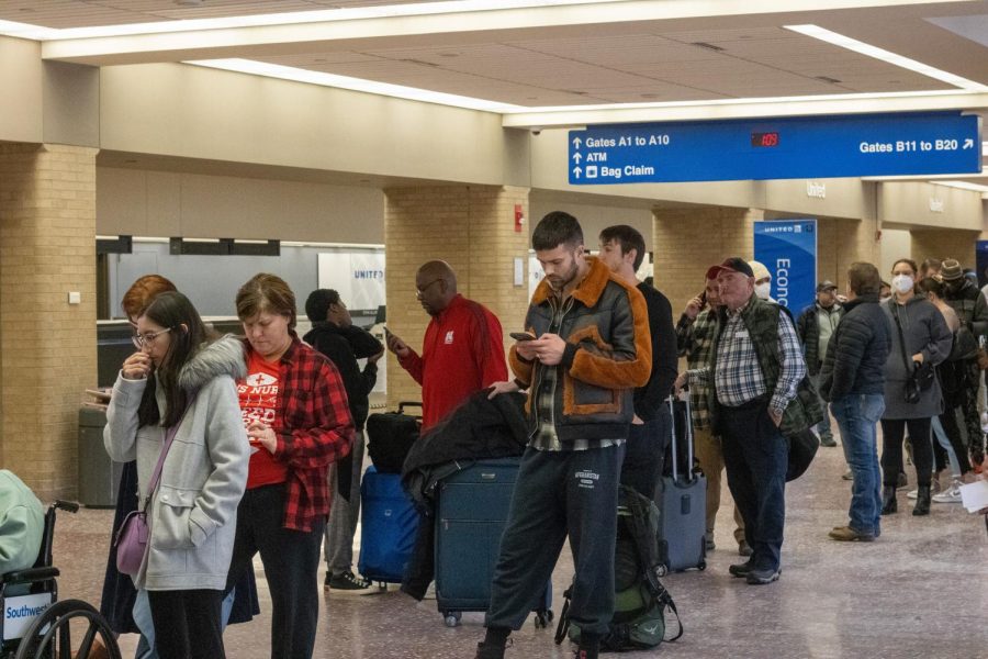 Lines at the Southwest ticket counter went hours long as all passengers were directed to the full-service counter to attempt to get rebooked or refunded for their canceled flights or to get a status update on their bags. 